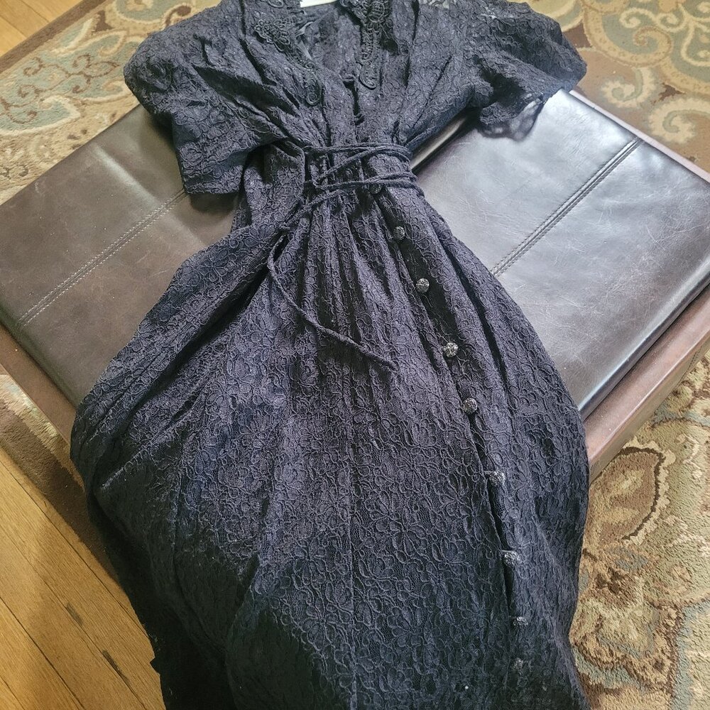 Black lace thigh length dress